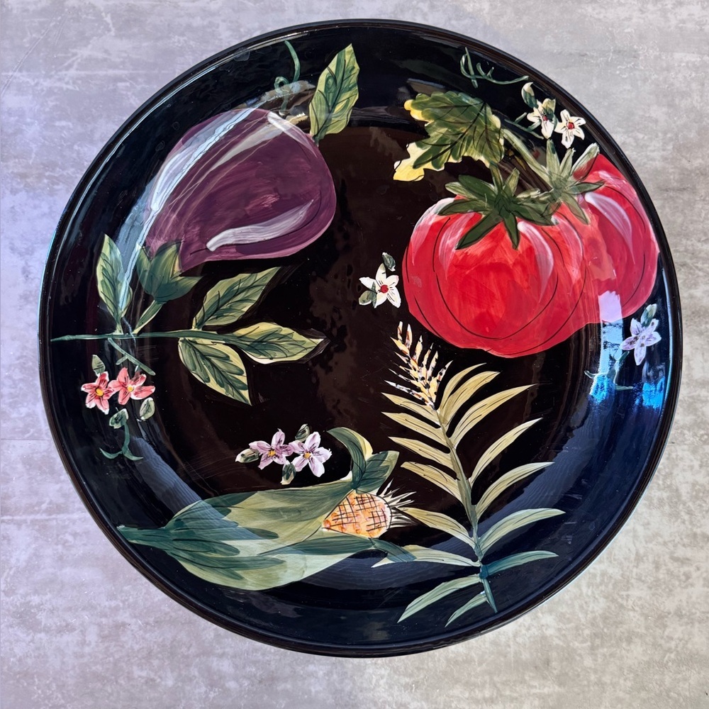 Hand-Painted Vegetable Motif Serving Platter